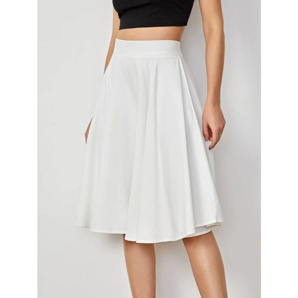 High Rise Wide Waistband Circle Skirt Minimalist Business Casual purple - Picture 6 of 12